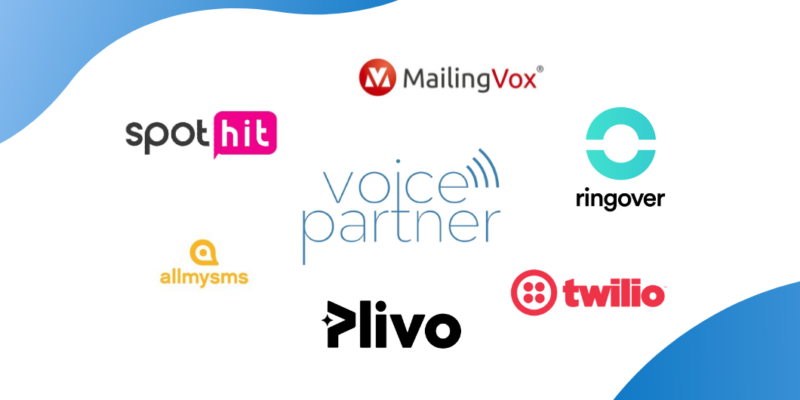 Comparatif des plateformes de marketing vocal : Voice Partner, AllmySMS, Spot Hit, Plivo, Twilio, Ringover, MailingVox
