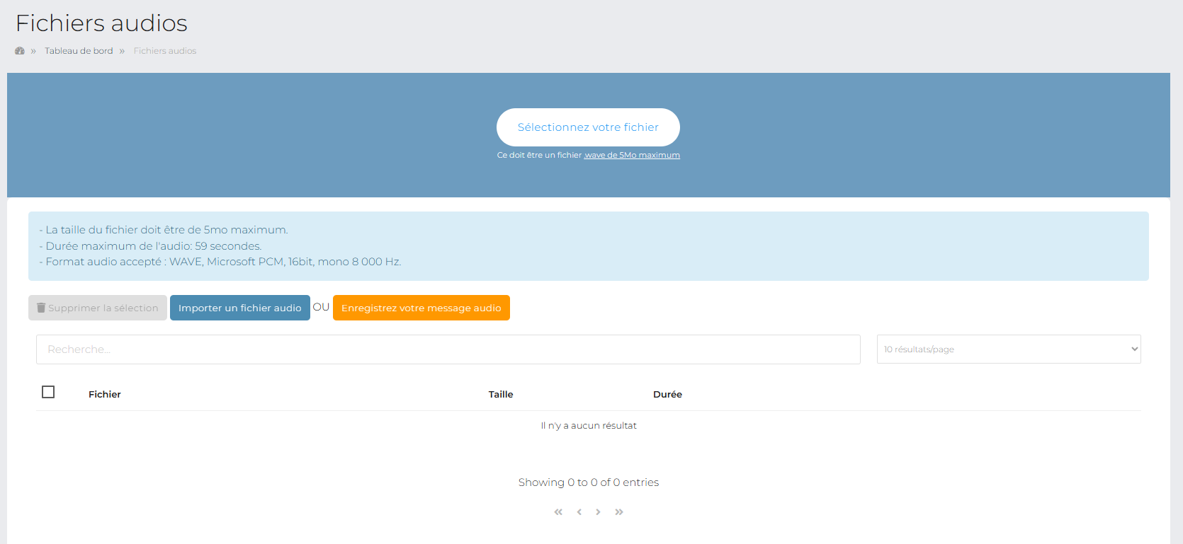 Enregistrement d'un message vocal sur Voice Partner